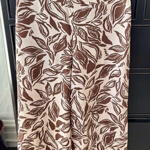 Brown and Cream Leaf Print Pants